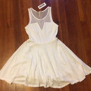 White mesh open back dress
